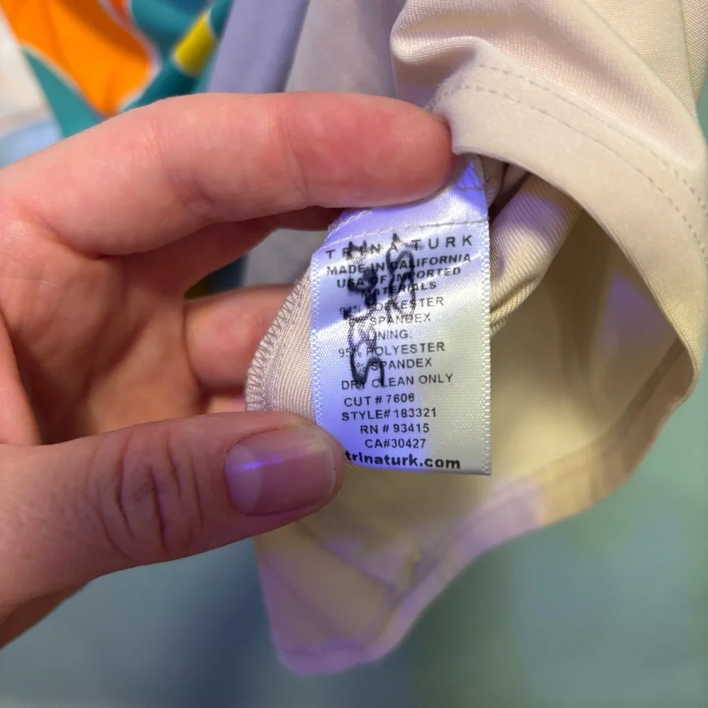 Trina Turk Colorful Abstract Palm Print Sheath Dress Size Small - Picture 5 of 8